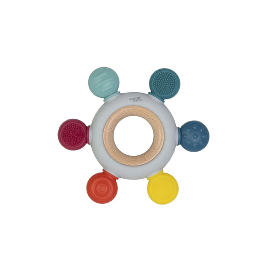 Mordedor Sensorial de Silicona y Madera - Rainbow