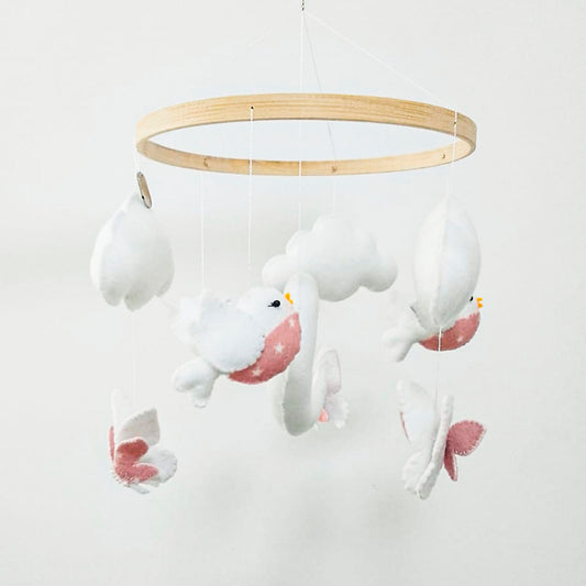 Móvil Luna Nubes Mariposas y Pajaritos