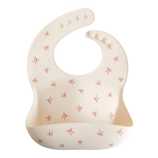 Mushie Silicone Bib - Babero de Silicona - Bows