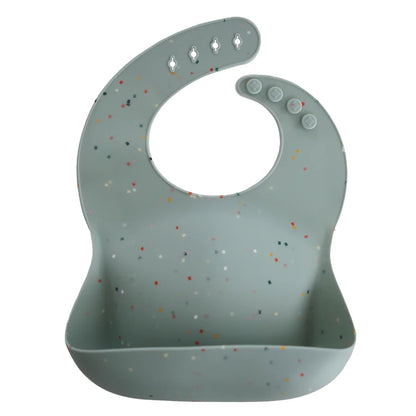 Mushie Silicone Bib - Babero de Silicona - Cambridge Blue Confetti