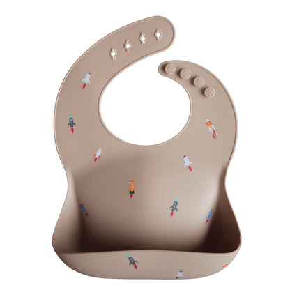 Mushie Silicone Bib - Babero de Silicona - Rocket Ship