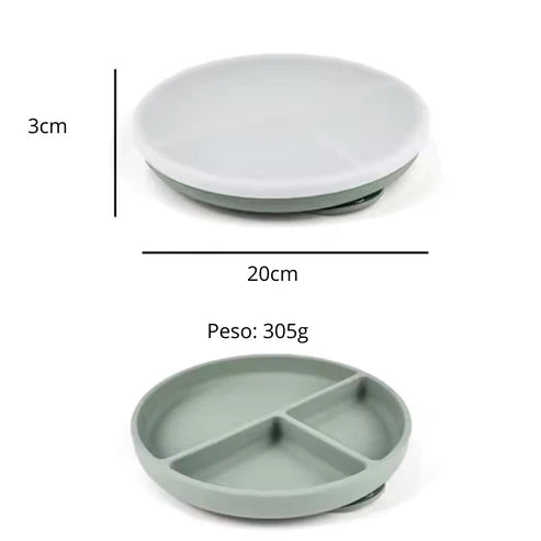Plato con Divisiones y Tapa - Azul