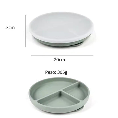 Plato con Divisiones y Tapa - Azul