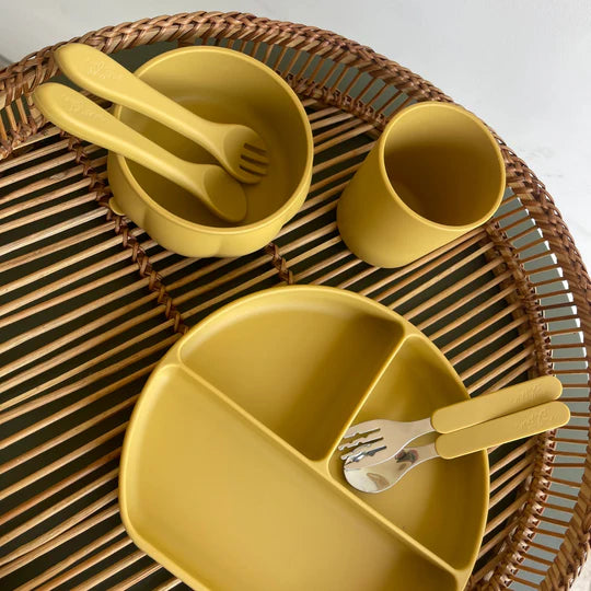 Plato de Silicona con Divisiones - Mustard