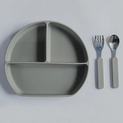 Plato de Silicona con Divisiones - Olive