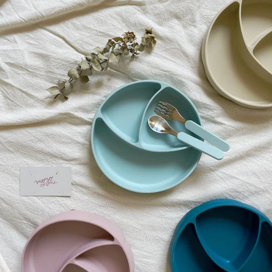 Plato de Silicona con Divisiones Curvy - Aqua