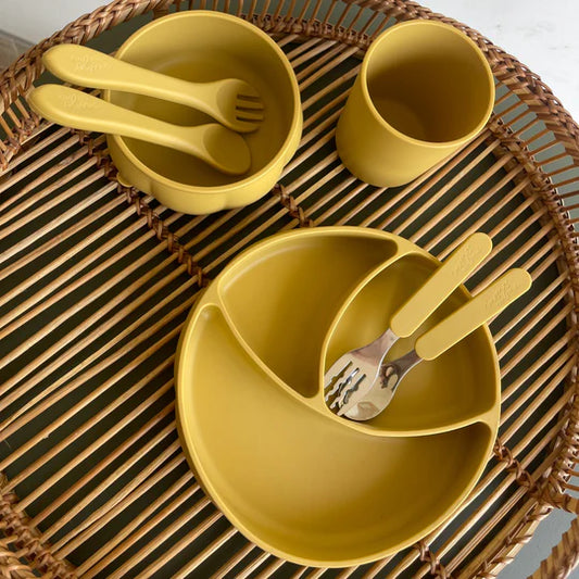 Plato de Silicona con Divisiones Curvy - Mustard