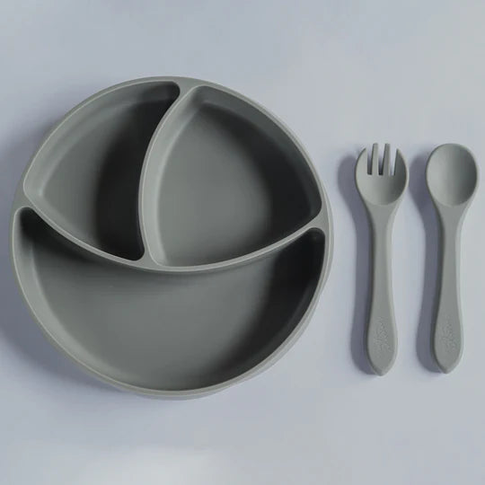 Plato de Silicona con Divisiones Curvy - Olive