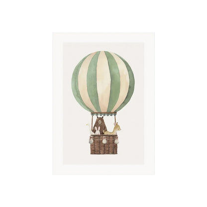 Poster Ballon Ride - Bear / Green de Decoindigo