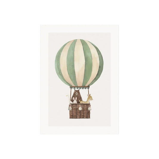 Poster Ballon Ride - Bear / Green de Decoindigo