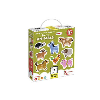 Rompecabeza Progresivo Animales de Granja 18m+
