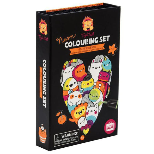 Set Para Colorear Neón Colouring Set - Glow Friends
