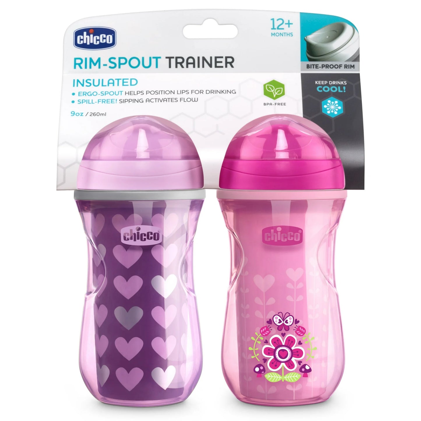 Pack x 2 Vaso Entrenador Anti Derrame Rosa y Lila - 12m+