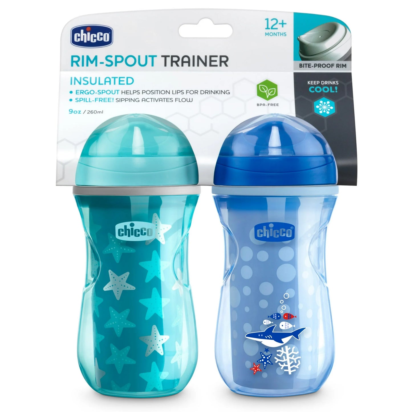 Pack x 2 Vaso Entrenador Anti Derrame Azul y Celeste - 12m+