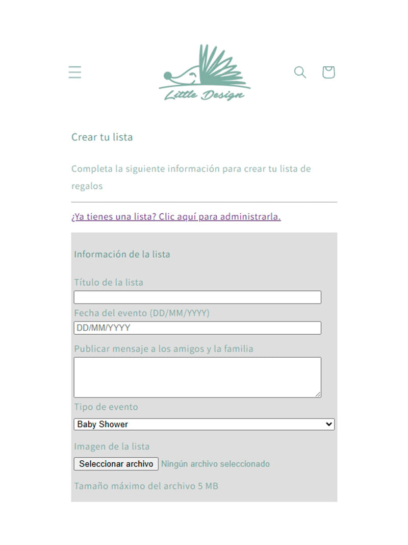 PASO 4: Completa el formulario de tu evento