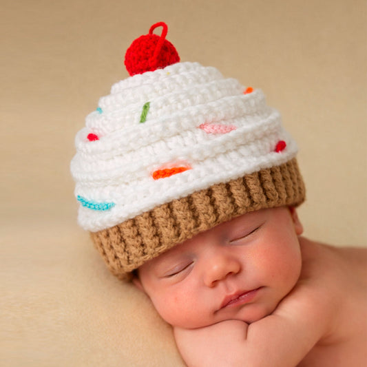 Gorro Cupcake Blanco Borde Marrón
