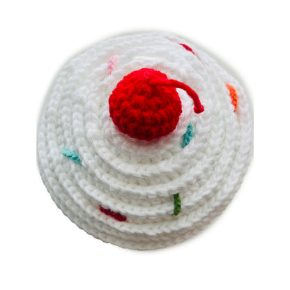 Gorro Cupcake Blanco Borde Marrón