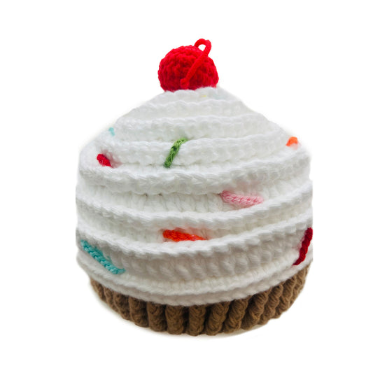 Gorro Cupcake Blanco Borde Marrón