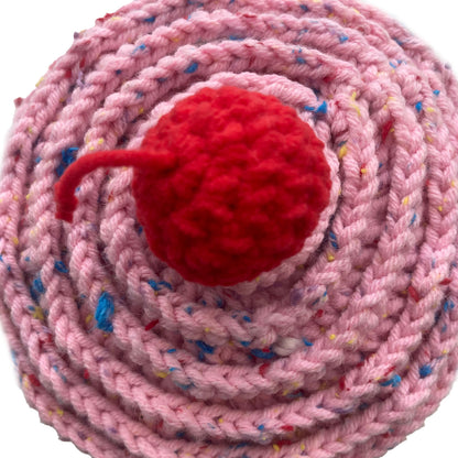 Gorro Cupcake Chispas Rosa Con Borde Beige