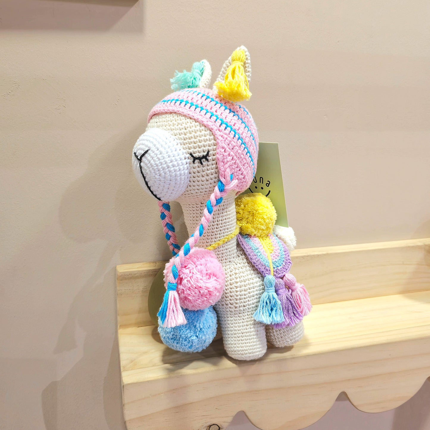Llama Amigurumi Gorrito Celeste/Rosa