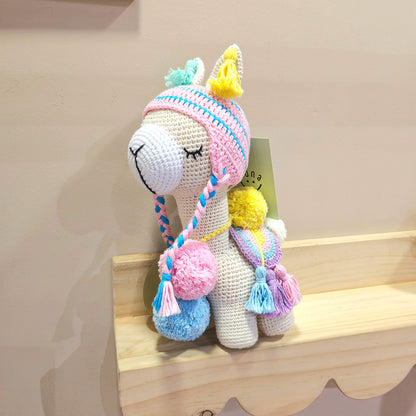 Llama Amigurumi Gorrito Celeste/Rosa